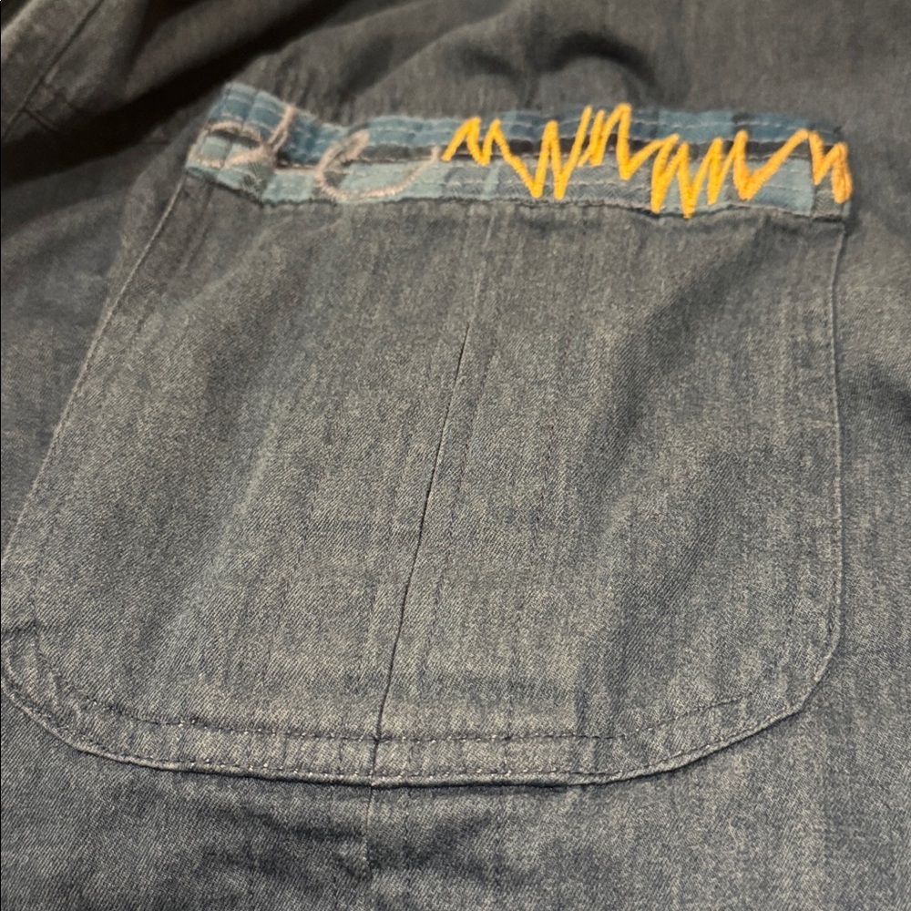 Johnny Was Moonlight Tie Dye Patchwork Military Jacket L Denim Embroidered - Picture 9 of 12